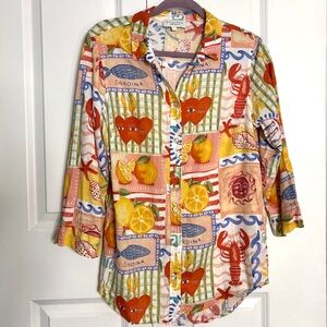 Calypso St. Barth linen blend coastal print Size S